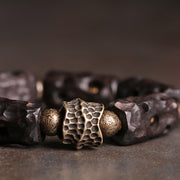 Buddha Stones Ebony Wood Copper Brass Calm Bracelet