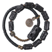 Buddha Stones Ebony Wood Copper Red Agate Peace Double Wrap Bracelet