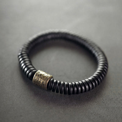 Buddha Stones Ebony Wood Copper Brass Calm Bracelet Bracelet BS Ebony Wood Brass(Wrist Circumference: 17-17.5cm)