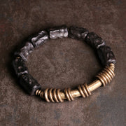 Buddha Stones Ebony Wood Copper Brass Circular Ring Peace Bracelet