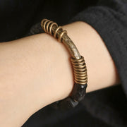 Buddha Stones Ebony Wood Copper Brass Circular Ring Peace Bracelet Bracelet BS 4