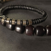 Buddha Stones Ebony Wood Copper Brass Vintage Bead Cone Double Wrap Balance Bracelet Bracelet BS 8