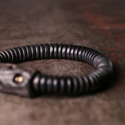 Buddha Stones Ebony Wood Copper Brass Holey Balance Bracelet