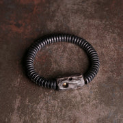 Buddha Stones Ebony Wood Copper Brass Holey Balance Bracelet