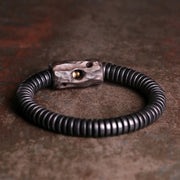 Buddha Stones Ebony Wood Copper Brass Holey Balance Bracelet