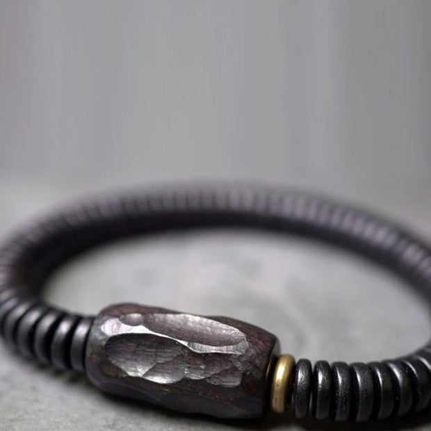 Buddha Stones Ebony Wood Copper Brass Holey Balance Bracelet