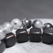 Buddha Stones Ebony Wood Black Rutilated Quartz Copper Brass Double Wrap Balance Bracelet (Extra 30% Off | USE CODE: FS30) - image 8