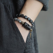 Buddha Stones Ebony Wood Black Rutilated Quartz Copper Brass Double Wrap Balance Bracelet (Extra 30% Off | USE CODE: FS30) - image 4