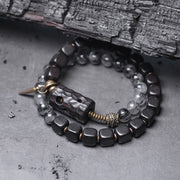 Buddha Stones Ebony Wood Black Rutilated Quartz Copper Brass Double Wrap Balance Bracelet (Extra 30% Off | USE CODE: FS30) - image 1