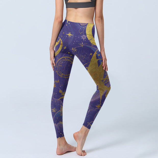 Buddha Stones Moon Sun Stars Print Gym Leggings Women's Yoga Pants - image 7