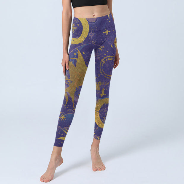 Buddha Stones Moon Sun Stars Print Gym Leggings Women's Yoga Pants - image 6