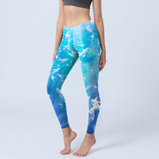 Buddha Stones Fish In The Ocean Print Gym Leggings Women's Yoga Pants - DeepSkyBlue - US18，UK/AU22，EU50 (4XL) - image 1