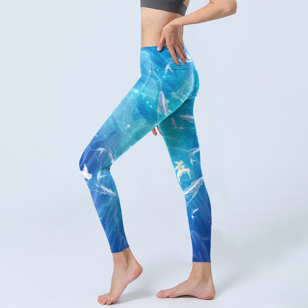 Buddha Stones Fish In The Ocean Print Gym Leggings Women's Yoga Pants - image 3