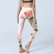Buddha Stones Hibiscus Flowers And Leaves Print Gym Leggings Women's Yoga Pants - image 5