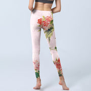 Buddha Stones Hibiscus Flowers And Leaves Print Gym Leggings Women's Yoga Pants - image 7