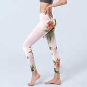 Buddha Stones Hibiscus Flowers And Leaves Print Gym Leggings Women's Yoga Pants - image 3