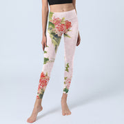 Buddha Stones Hibiscus Flowers And Leaves Print Gym Leggings Women's Yoga Pants - image 6