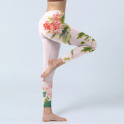 Buddha Stones Hibiscus Flowers And Leaves Print Gym Leggings Women's Yoga Pants - image 4