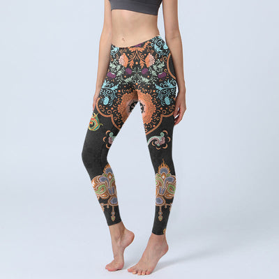 Buddha Stones Mandala Auspicious Clouds Print Gym Leggings Women's Yoga Pants - Black - US18，UK/AU22，EU50 (4XL) - image 1