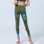Buddha Stones Blue Flowers Butterflies Print Gym Leggings Women's Yoga Pants - image 7