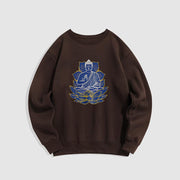 Buddha Stones Buddha Sitting On The Lotus Fleece Lined Sweatshirt