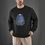 Buddha Stones Buddha Sitting On The Lotus Fleece Lined Sweatshirt