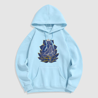 Buddha Stones Buddha Sitting On The Lotus Fleece Lined Hoodie