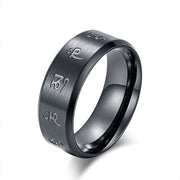 FREE Today: Balance and Calm Black Jambhala Mantra Titanium Steel Ring