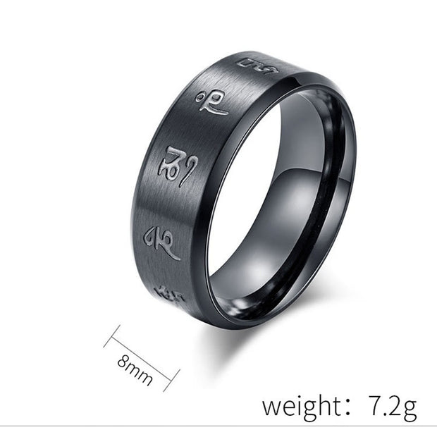 FREE Today: Balance and Calm Black Jambhala Mantra Titanium Steel Ring