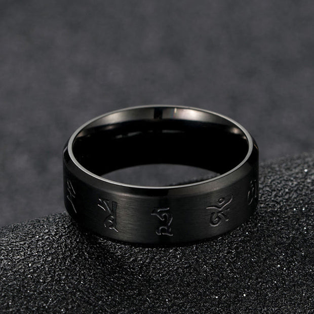 FREE Today: Balance and Calm Black Jambhala Mantra Titanium Steel Ring