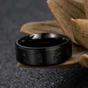 FREE Today: Balance and Calm Black Jambhala Mantra Titanium Steel Ring