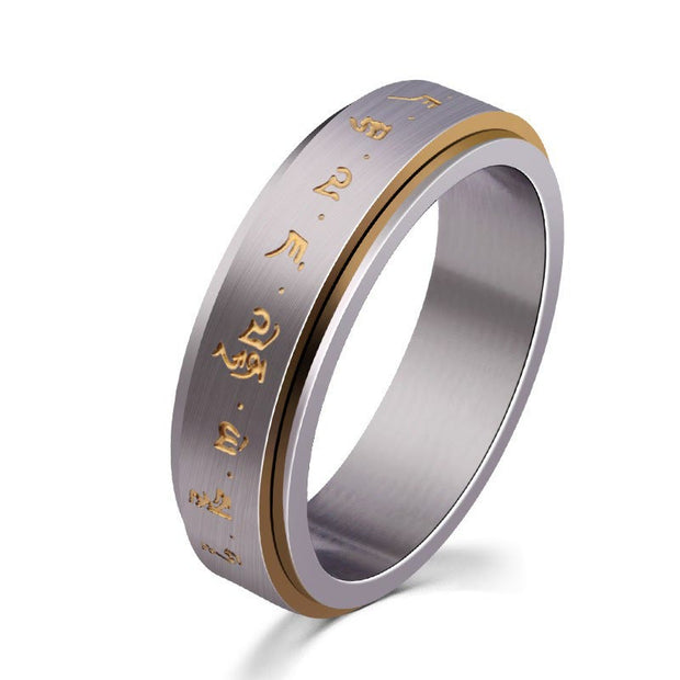 FREE Today: Balance Calm Tibetan Mantra Titanium Steel Rotatable Ring