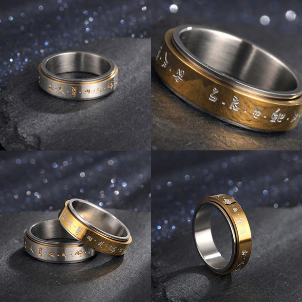 FREE Today: Balance Calm Tibetan Mantra Titanium Steel Rotatable Ring