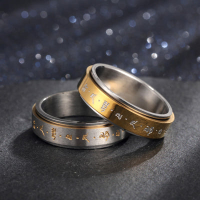 FREE Today: Balance Calm Tibetan Mantra Titanium Steel Rotatable Ring