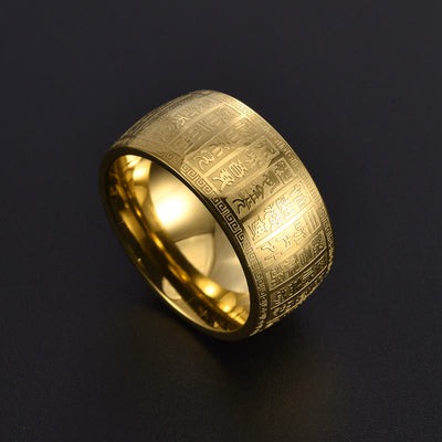 Buddha Stones Chinese Characters Engraved Pattern Titanium Steel Balance Ring