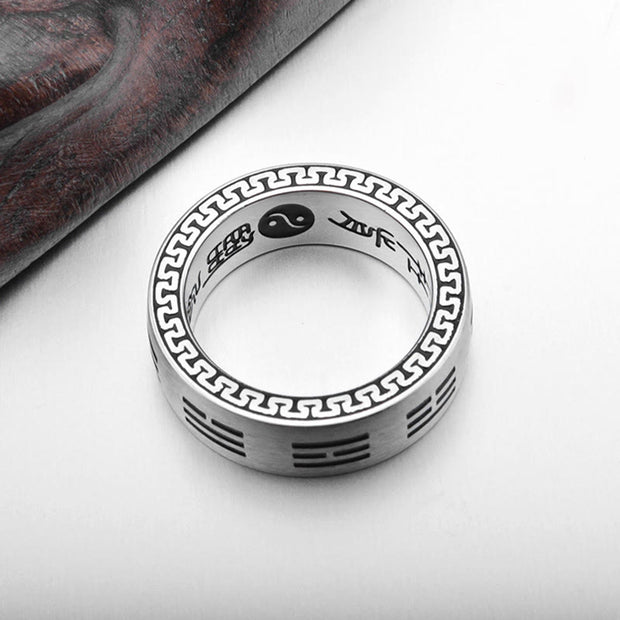 FREE Today: Balance and Harmony Bagua Yin Yang Taoist Nine-Character Mantra Titanium Steel Ring