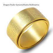 FREE Today: Strengthen Balance Chinese Zodiac Natal Buddha Heart Sutra Carved Titanium Steel Rotatable Ring