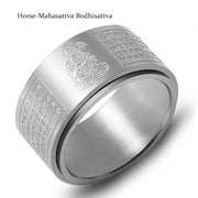 FREE Today: Strengthen Balance Chinese Zodiac Natal Buddha Heart Sutra Carved Titanium Steel Rotatable Ring