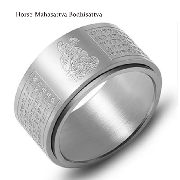 FREE Today: Strengthen Balance Chinese Zodiac Natal Buddha Heart Sutra Carved Titanium Steel Rotatable Ring FREE FREE Silver Horse-Mahasattva Bodhisattva US12