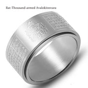 FREE Today: Strengthen Balance Chinese Zodiac Natal Buddha Heart Sutra Carved Titanium Steel Rotatable Ring