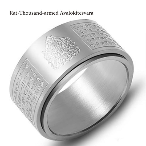 FREE Today: Strengthen Balance Chinese Zodiac Natal Buddha Heart Sutra Carved Titanium Steel Rotatable Ring FREE FREE Silver Rat-Thousand-armed Avalokitesvara US12