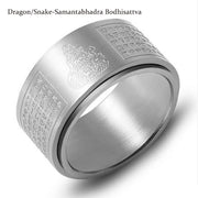 FREE Today: Strengthen Balance Chinese Zodiac Natal Buddha Heart Sutra Carved Titanium Steel Rotatable Ring