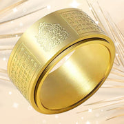 FREE Today: Strengthen Balance Chinese Zodiac Natal Buddha Heart Sutra Carved Titanium Steel Rotatable Ring