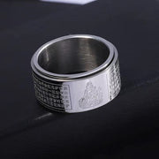 FREE Today: Strengthen Balance Chinese Zodiac Natal Buddha Heart Sutra Carved Titanium Steel Rotatable Ring