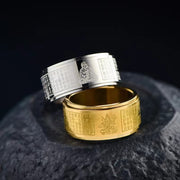 FREE Today: Strengthen Balance Chinese Zodiac Natal Buddha Heart Sutra Carved Titanium Steel Rotatable Ring FREE FREE main