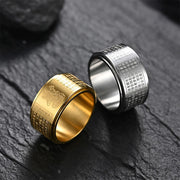 FREE Today: Strengthen Balance Chinese Zodiac Natal Buddha Heart Sutra Carved Titanium Steel Rotatable Ring