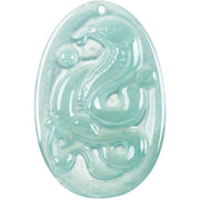 Buddha Stones Natural Jade Oval Year Of The Snake Luck Necklace Pendant - image 9