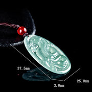 Buddha Stones Natural Jade Oval Year Of The Snake Luck Necklace Pendant - image 8