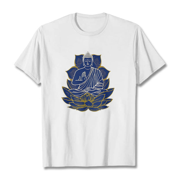 Buddha Stones Buddha Sitting On The Lotus Cotton Tee T-shirt