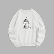 Buddha Stones Buddha Head Pattern Fleece Lined Sweatshirt